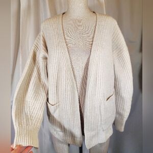Madewell Wool Cashmere Cardigan Sweater Women, Lght Beige, Open, Pockets, XS